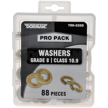 Dorman Grade 8 Class 109 Washers With 12 Each M6 M8 And 10 Each M10 M12 Flat And Split Lock Washers 799-335D